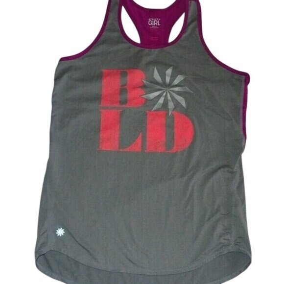 Athleta Other - Athleta Girl BOLD Racerback Tank Top Shirt gray Purple Size 14 Casual Workout‎